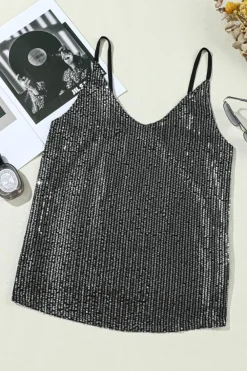 Best Dear-Lover Sequin Tank Top Gray