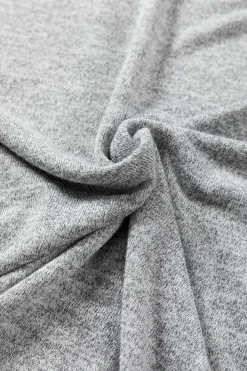 Clearance Dear-Lover Side Buttons Crew Neck Knit Top Gray