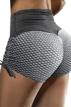 Discount Dear-Lover Side Drawstring Anti Cellulite High Waist Scrunch Butt Lift Shorts Gray