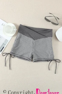 Discount Dear-Lover Side Drawstring Anti Cellulite High Waist Scrunch Butt Lift Shorts Gray