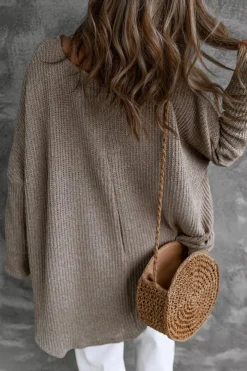 Hot Dear-Lover Slouchy Dolman Sleeve High Low Sweater Gray