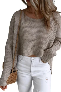 Hot Dear-Lover Slouchy Dolman Sleeve High Low Sweater Gray
