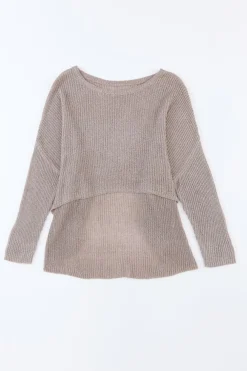 Hot Dear-Lover Slouchy Dolman Sleeve High Low Sweater Gray