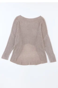 Hot Dear-Lover Slouchy Dolman Sleeve High Low Sweater Gray