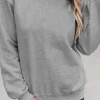 Clearance Dear-Lover Solid Classic Crewneck Pullover Sweatshirt Gray