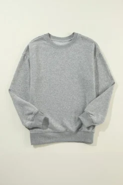 Clearance Dear-Lover Solid Classic Crewneck Pullover Sweatshirt Gray