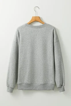Clearance Dear-Lover Solid Classic Crewneck Pullover Sweatshirt Gray