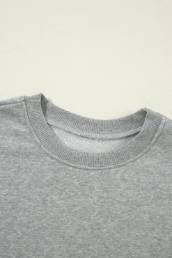 Clearance Dear-Lover Solid Classic Crewneck Pullover Sweatshirt Gray