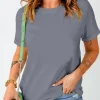 Outlet Dear-Lover Solid Color Crew Neck Tee Gray