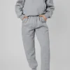 Sale Dear-Lover Solid Exposed Seams Hoodie and Joggers Activewear Set Gray