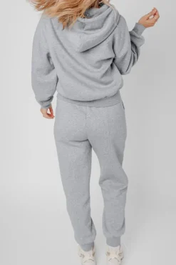 Sale Dear-Lover Solid Exposed Seams Hoodie and Joggers Activewear Set Gray