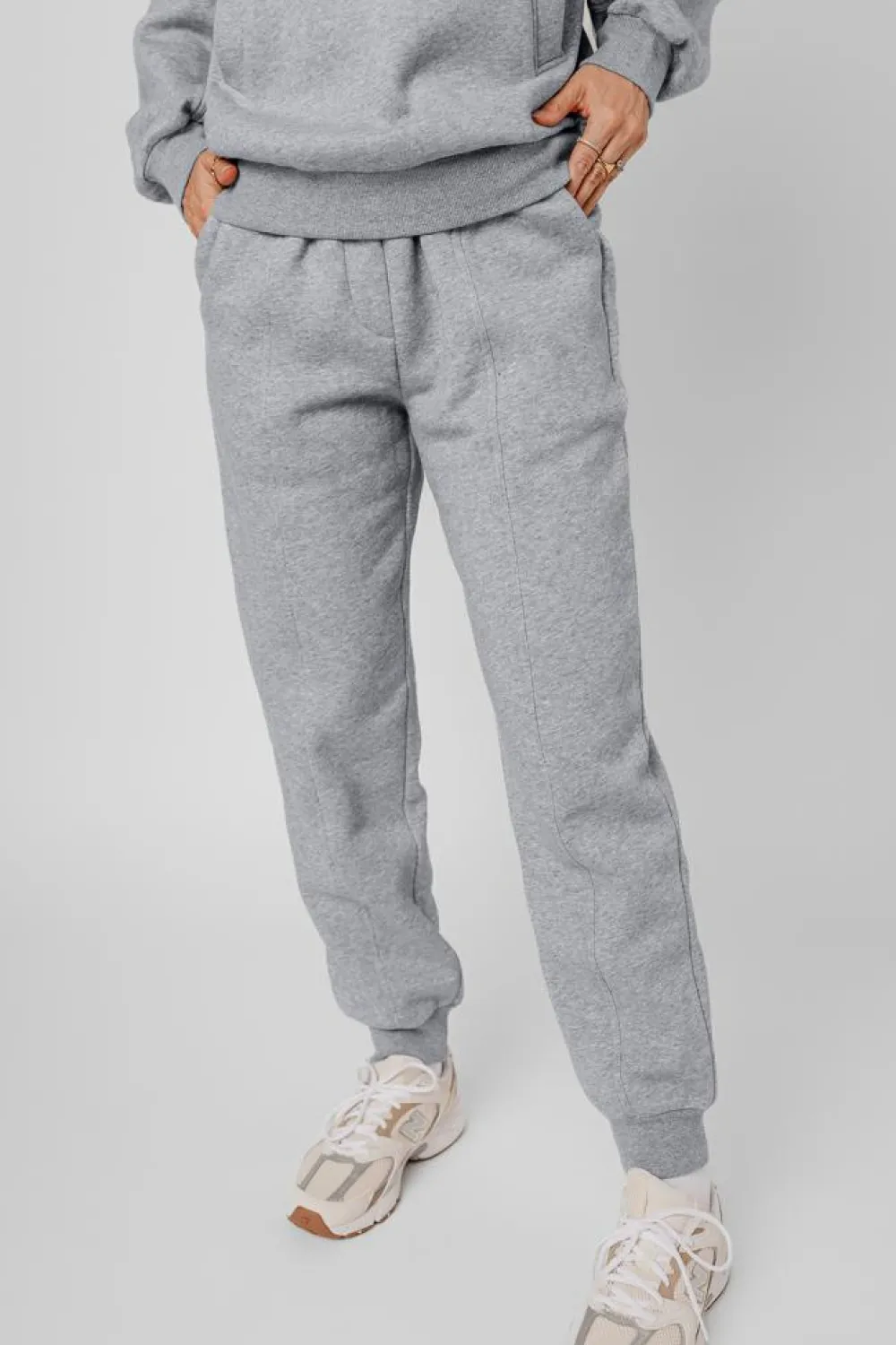 Sale Dear-Lover Solid Exposed Seams Hoodie and Joggers Activewear Set Gray