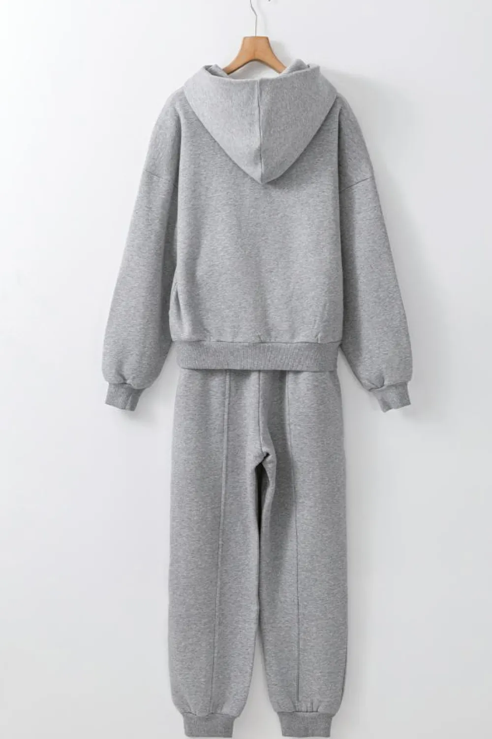 Sale Dear-Lover Solid Exposed Seams Hoodie and Joggers Activewear Set Gray