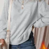 New Dear-Lover Solid Fleece Lined Drop Shoulder Terry Sweatshirt Gray
