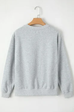 New Dear-Lover Solid Fleece Lined Drop Shoulder Terry Sweatshirt Gray