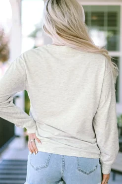 Fashion Dear-Lover SOMETHING ORANGE Graphic Relaxed Sweatshirt Gray