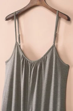 Hot Dear-Lover Spaghetti Straps Wide Leg Pocketed Jumpsuits Gray