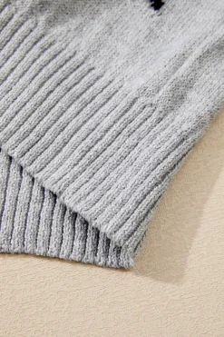 Fashion Dear-Lover Star Pattern Drop Shoulder Sweater Gray