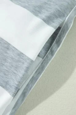 Fashion Dear-Lover Mixed Printed Short Sleeve Shift Mini T Shirt Dress Gray Stripe