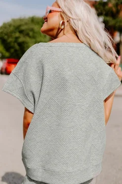 Best Dear-Lover Textured Loose Fit T Shirt and Drawstring Pants Set Gray