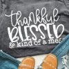 Discount Dear-Lover Thankful Blessed & Kind of a Mess Graphic Tee Gray