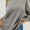 New Dear-Lover Thermal Pullover Loose Sweatshirt Gray