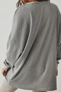 New Dear-Lover Thermal Pullover Loose Sweatshirt Gray