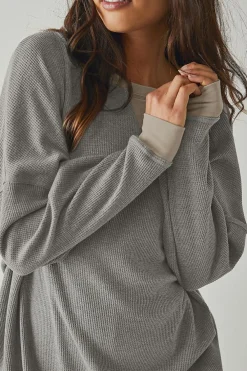 New Dear-Lover Thermal Pullover Loose Sweatshirt Gray