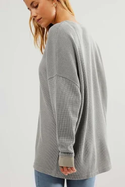 New Dear-Lover Thermal Pullover Loose Sweatshirt Gray