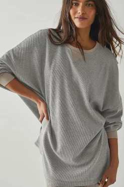 New Dear-Lover Thermal Pullover Loose Sweatshirt Gray