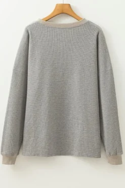 New Dear-Lover Thermal Pullover Loose Sweatshirt Gray