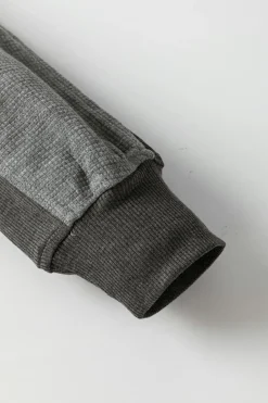 Sale Dear-Lover Thermal Waffle Knit Full Zipper Hooded Jacket Gray