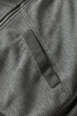 Sale Dear-Lover Thermal Waffle Knit Full Zipper Hooded Jacket Gray