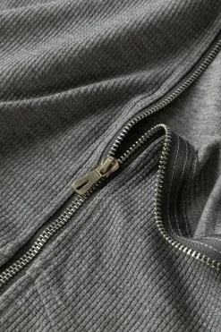Sale Dear-Lover Thermal Waffle Knit Full Zipper Hooded Jacket Gray