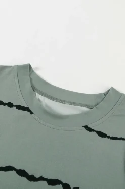 Fashion Dear-Lover Tie-dye Stripes Round Neck Tank Top Gray