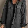 Outlet Dear-Lover Turn Down Collar Buttoned Shirt Jacket Gray