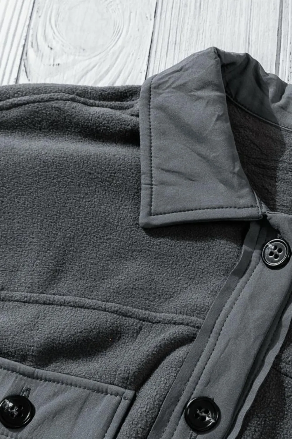 Outlet Dear-Lover Turn Down Collar Buttoned Shirt Jacket Gray