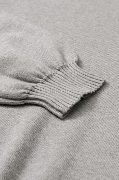 Online Dear-Lover Turtleneck Drop Shoulder Bubble Sleeve Knit Sweater Gray