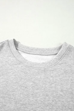 Hot Dear-Lover Two Tone Patchwork Drop Shoulder Pullover Sweatshirt Gray