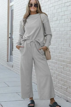 Hot Dear-Lover Ultra Loose Textured 2pcs Slouchy Outfit Gray