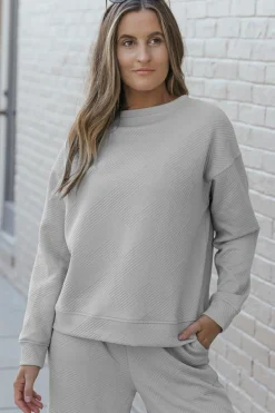 Hot Dear-Lover Ultra Loose Textured 2pcs Slouchy Outfit Gray