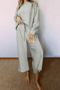 Hot Dear-Lover Ultra Loose Textured 2pcs Slouchy Outfit Gray