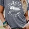 Discount Dear-Lover United States Of America Flag Graphic Print T Shirt Gray