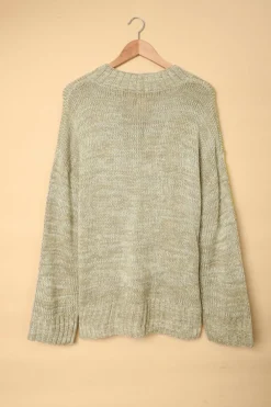 Outlet Dear-Lover V neck Drop Shoulder Knitted Sweater Gray