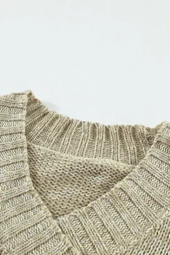 Outlet Dear-Lover V neck Drop Shoulder Knitted Sweater Gray