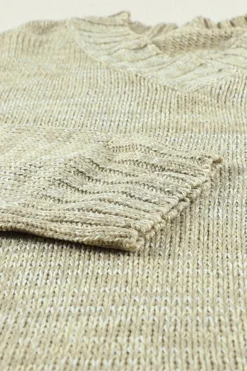Outlet Dear-Lover V neck Drop Shoulder Knitted Sweater Gray