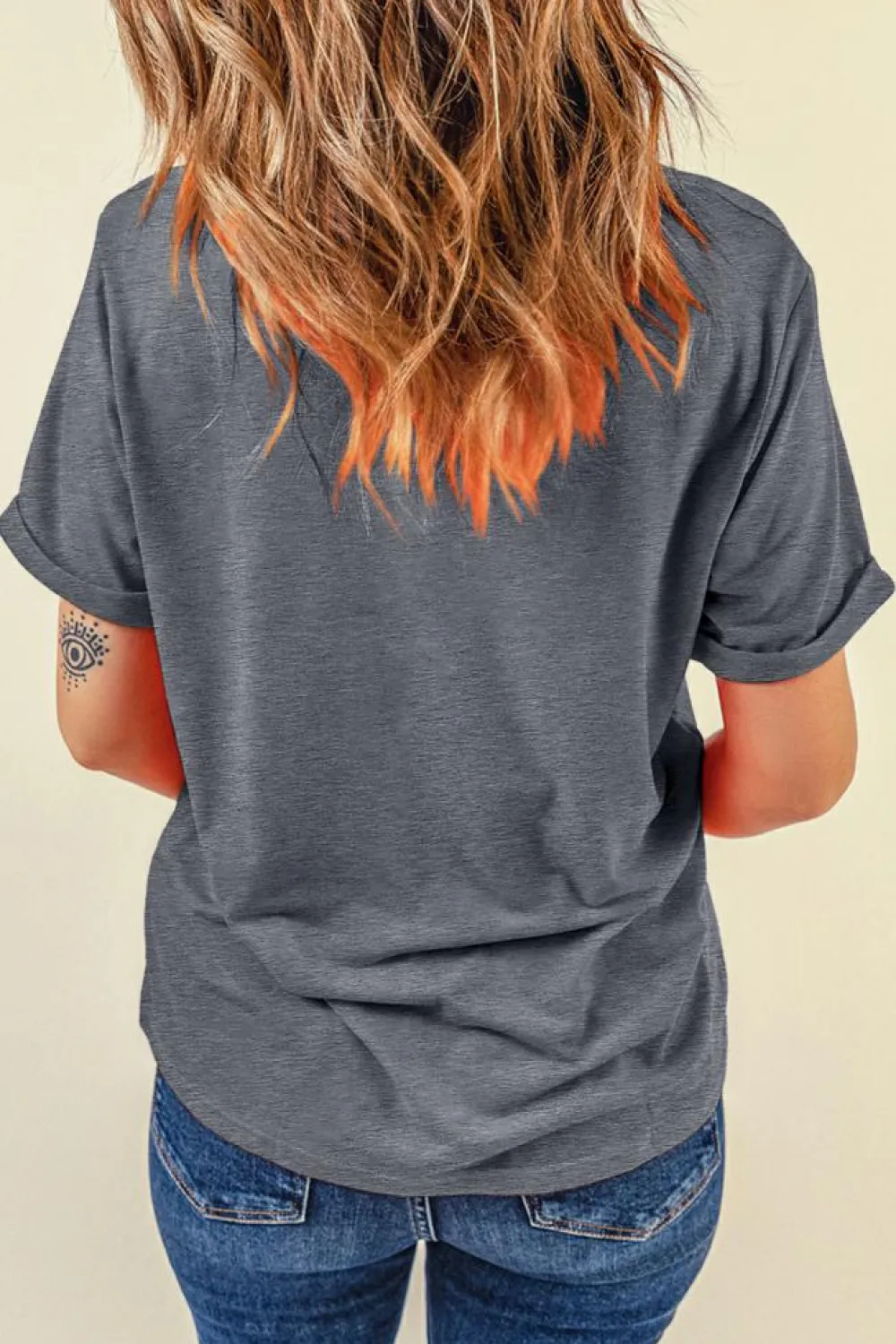 New Dear-Lover Vintage Checkered Baseball Graphic Tee Gray