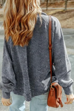 Clearance Dear-Lover Vintage Washed Flap Pocket Button Shacket Gray