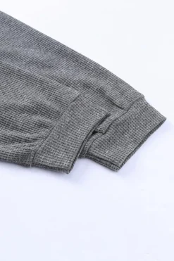 Sale Dear-Lover Waffle Knit Side Slit Pullover Top Gray