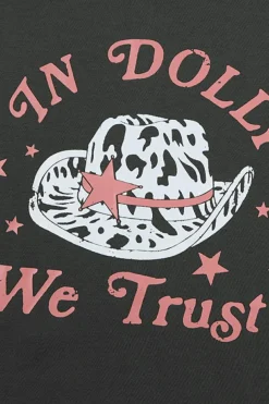 Online Dear-Lover WE TRUST IN DOLLY Western Fashion Graphic Tee Gray